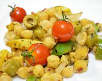 Chickpea Salad with Cherry Tomatoes,Olives and Capsicum Recipe