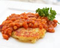 Spicy Baked Beans With Potato Cakes Recipe