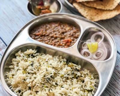 Here's A Simple Weeknight Dinner - Mint Pulao, Masoor Dal Tadka, Pyaz & Achar