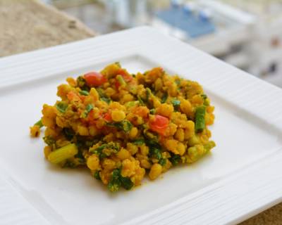 Boondi And Spring Onion Greens Sabzi Recipe