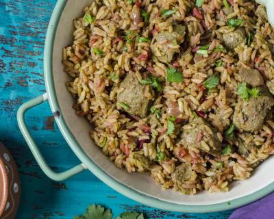 Soya Chunks And Beetroot Biryani Recipe