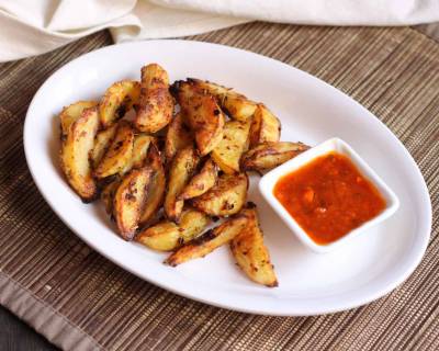 Garlic & Ginger Spiced Potato Wedges Recipe (Baked)