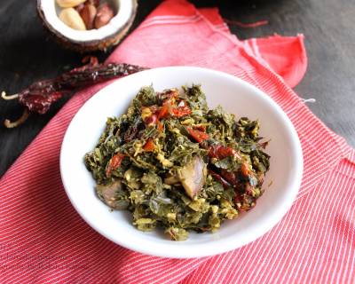 Goan Style Maskachi Bhaji Recipe-Moringa Leaves Stir Fry With Jackfruit Seeds