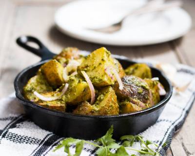 Mint & Coriander Chilli Potato Salad Recipe - No Mayo Salad