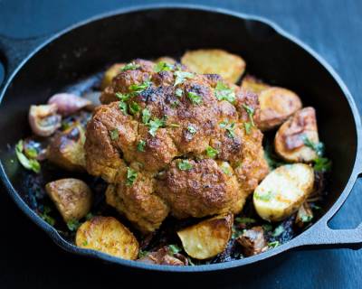 Whole Masala Gobhi Recipe - Spiced Whole Roasted Cauliflower Masala