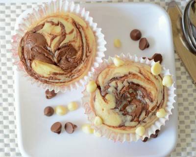 Eggless Nutella Swirl Cupcakes Recipe