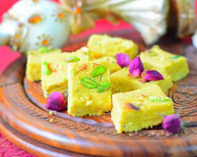 Peanut Kesar Burfi Recipe