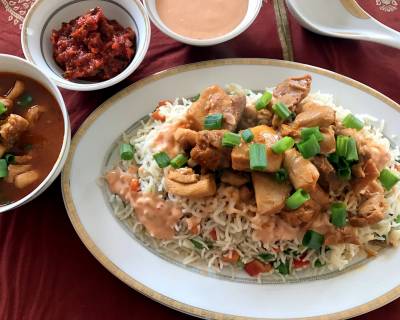 Singapore Style Chicken Layered Fried Rice Recipe