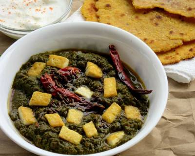 Saag Tofu Recipe (Tofu Simmered in Spiced Mustard & Spinach Leaves)
