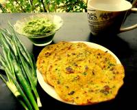 Mixed Flour And Spring Onion Cheela Recipe