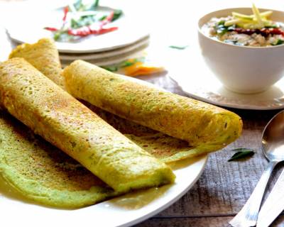 पालक धनिया डोसा रेसिपी - Spinach And Coriander Dosa Recipe