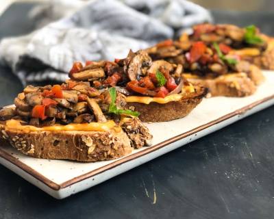 Roasted Mushroom & Caramelized Onion Bruschetta