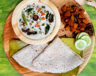 Everyday Meal Plate : Karwar Style Valval & Sweet Potato Thoran With Neer Dosa