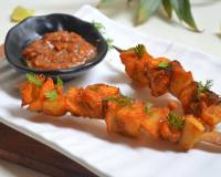 Sweet Potato Pineapple Skewers In Spicy Sweetish Peanut Dip Recipe