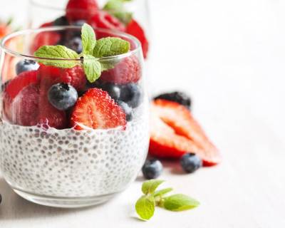 Almond Milk Chia Seeds Pudding With Fresh Fruits Recipe