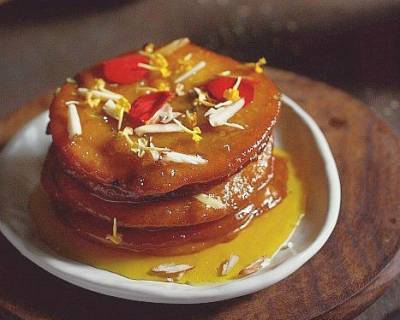 Malpua With Rose And Saffron Syrup Recipe