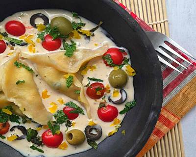 Italian Home Style Ravioli in Lemon Recipe-Garlic White Sauce Recipe