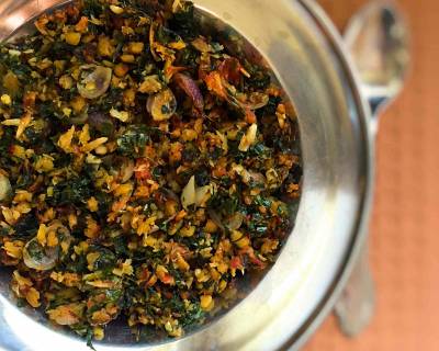Radish Greens Poriyal Recipe (South Indian Style Radish Greens Stir Fry)