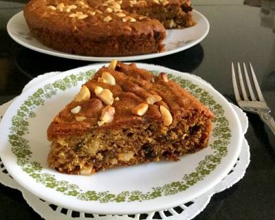 Eggless Date And Cashew Cake Recipe