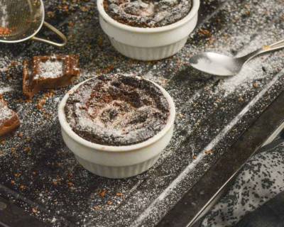 Eggless Coffee Souffle Recipe With Chocolate Sauce