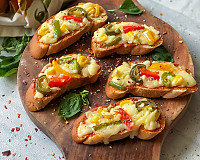 Roasted Peppers & Cheese Crostini Recipe