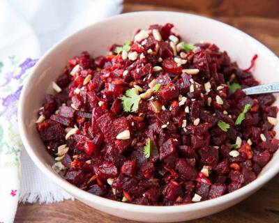 Beetroot Moong Phali Sabzi Recipe-Beetroot Stir Fry with Roasted Peanuts