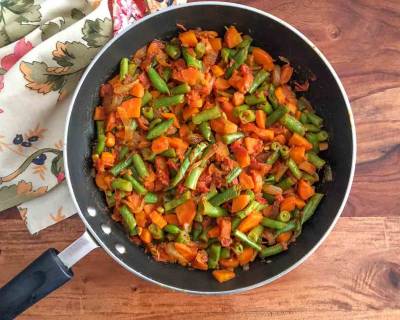 Carrot Beans Sukhi Sabzi Recipe With Simple Masala