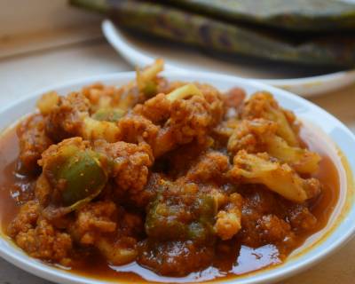 Achari Gobi Shimla Mirch Ki Sabzi Recipe - Capsicum And Cauliflower Sabzi