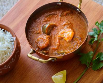 Brinjal Prawns Masala Curry Recipe - Baingan Prawn Masala