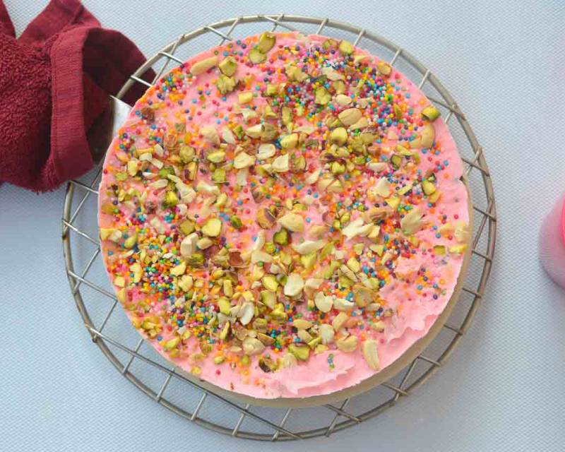 Homemade Rose Flavoured Ice Cream Cake recipe