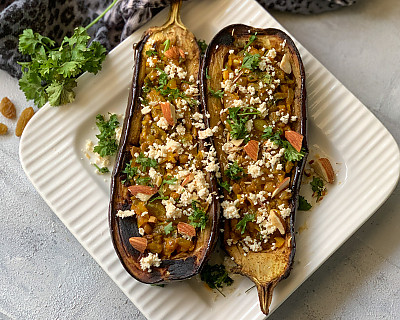 Moroccan Stuffed Roasted Eggplant Recipe 