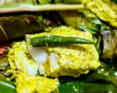 Bengali Bhetki Macher Paturi Recipe (Barramundi Fish Wrapped in Banana Leaf)