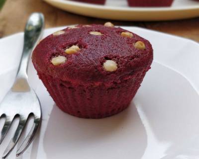 Eggless Red Velvet Beetroot Muffins Recipe