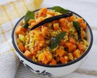 Carrot Paruppu Usili Recipe - Steamed Lentils Crumbled With Carrots