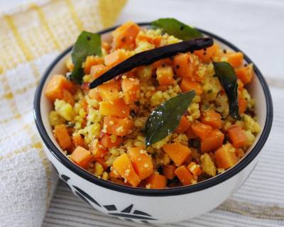 Carrot Paruppu Usili Recipe - Steamed Lentils Crumbled With Carrots