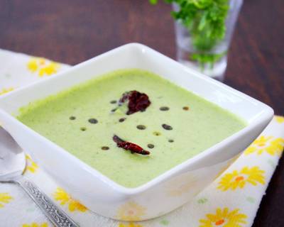 Kottambari Tambuli Recipe - Udupi Style Raw Coriander Kadhi