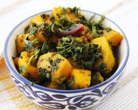 Methi Kumro Recipe - Bengali Style Fenugreek Leaves and Pumpkin Stir Fry