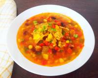 Mexican Fiesta Soup With Roasted Tomatillo Pesto Recipe