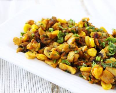 मशरुम मसाला विथ कॉर्न रेसिपी - Mushroom Masala With Corn Recipe