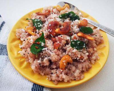 Karwar Style Phodni Phov Recipe- Red Rice Poha With Cashew Nuts