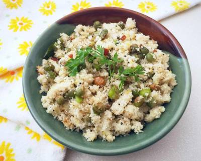 Togarikalu Akki Recipe - Karnataka Style Rice Rava Upma with Fresh Pigeon Peas