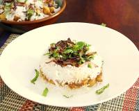 Vegetarian Kabuli Pulao Recipe - Rice Layered With Chickpea Curry