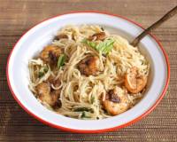 Lemony Pasta Recipe With Roasted Shrimps