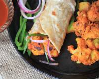 Tandoori Aloo Gobi Kathi Roll Recipe - Spicy Aloo Gobi Frankie 