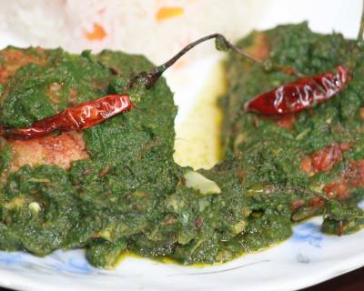Hariyali Machali Recipe - Carp Fish In Green Spinach And Coriander Gravy