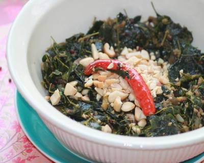 Drumstick Leaves Sabzi With Crushed Peanuts Recipe