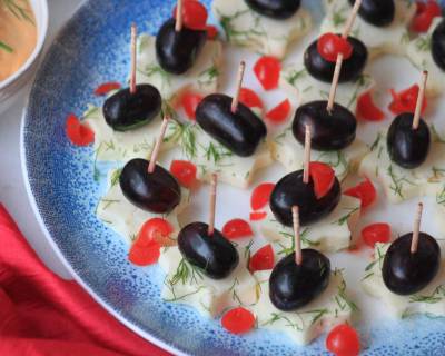 Paneer And Grapes Platter Recipe - Healthy Party Appetizer