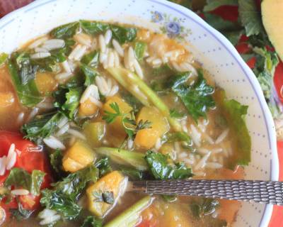 Kale Pumpkin Orzo Soup Recipe