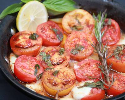 Roasted Tomato And Mozzarella Caprese Salad With Basil Balsamic Vinegar Recipe