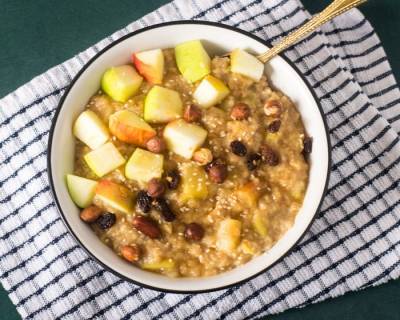 Jaggery Sweetened Apple Oatmeal Recipe 